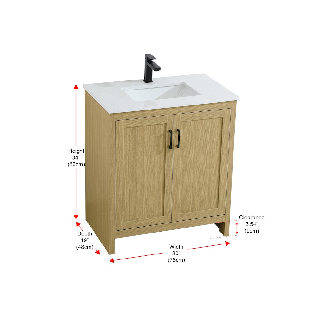 Finnley 30 Inch Single Bathroom Vanity In Honey Brown. Picture 13