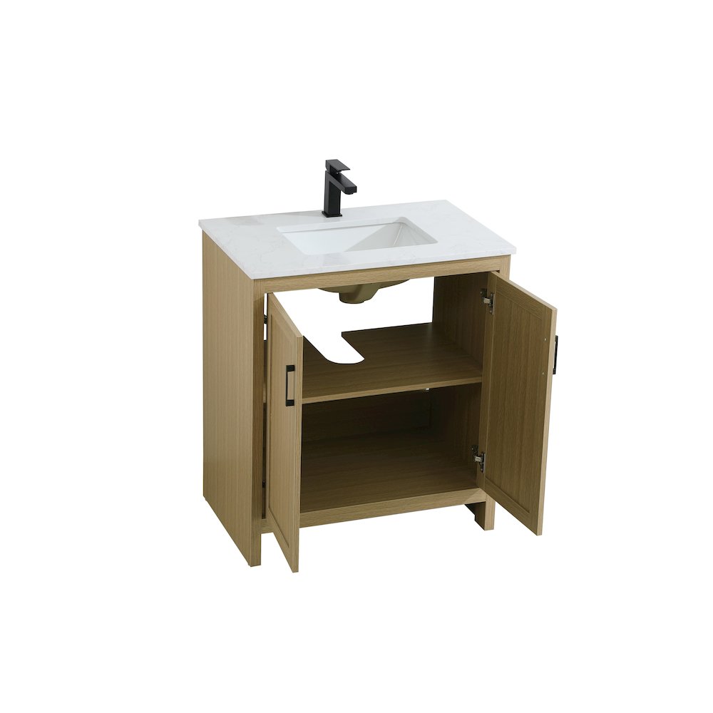 Finnley 30 Inch Single Bathroom Vanity In Honey Brown. Picture 7