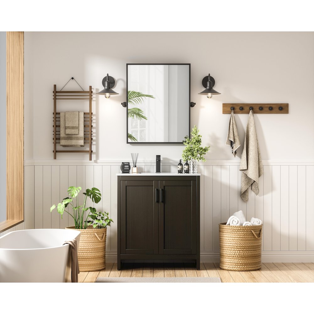Finnley 30 Inch Single Bathroom Vanity In Mocha Brown. Picture 4
