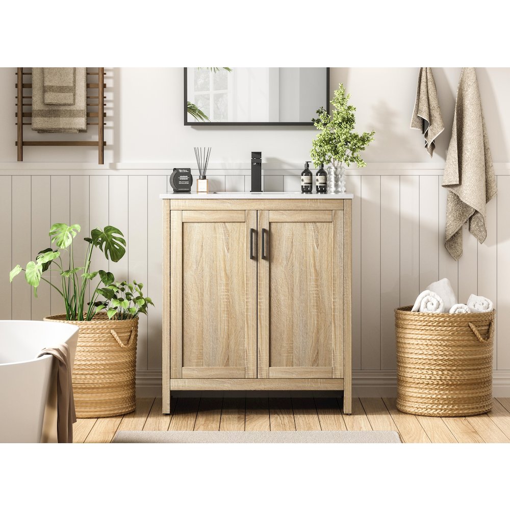 Finnley 30 Inch Single Bathroom Vanity In Mango Wood. Picture 2