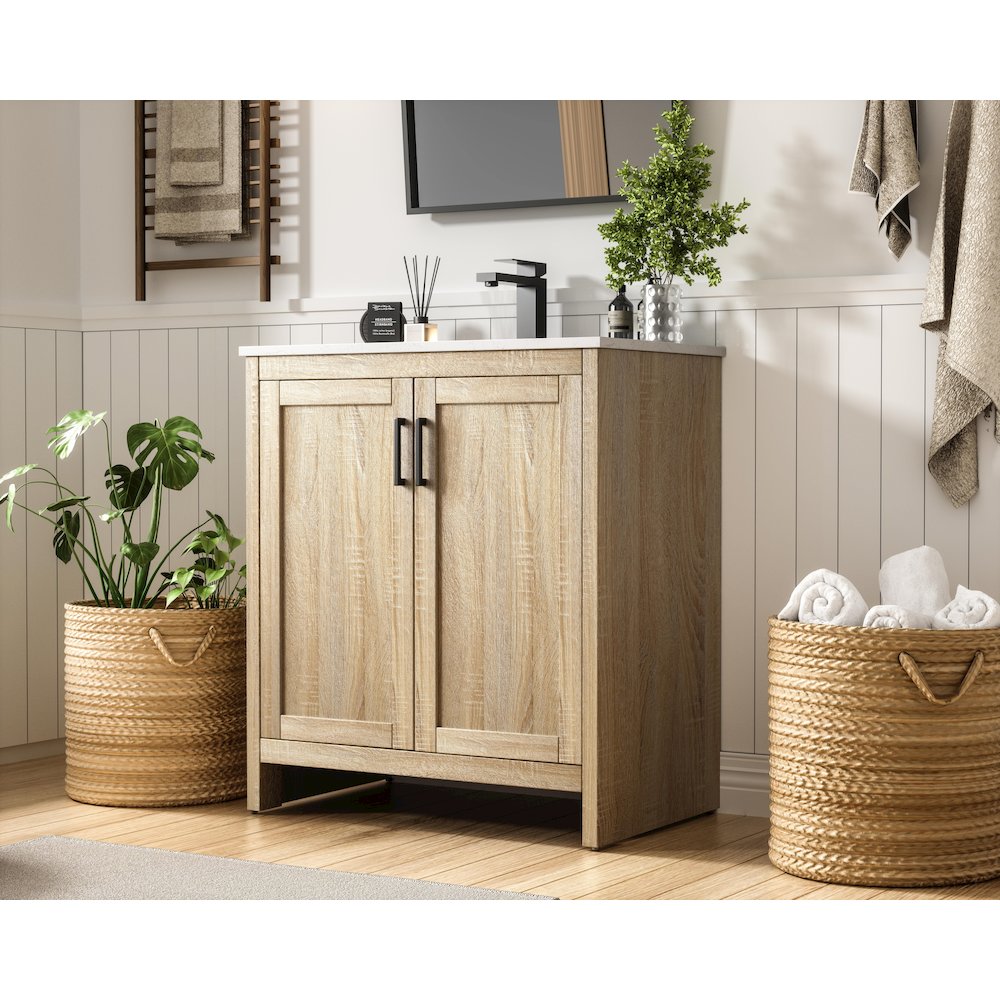 Finnley 30 Inch Single Bathroom Vanity In Mango Wood. Picture 3