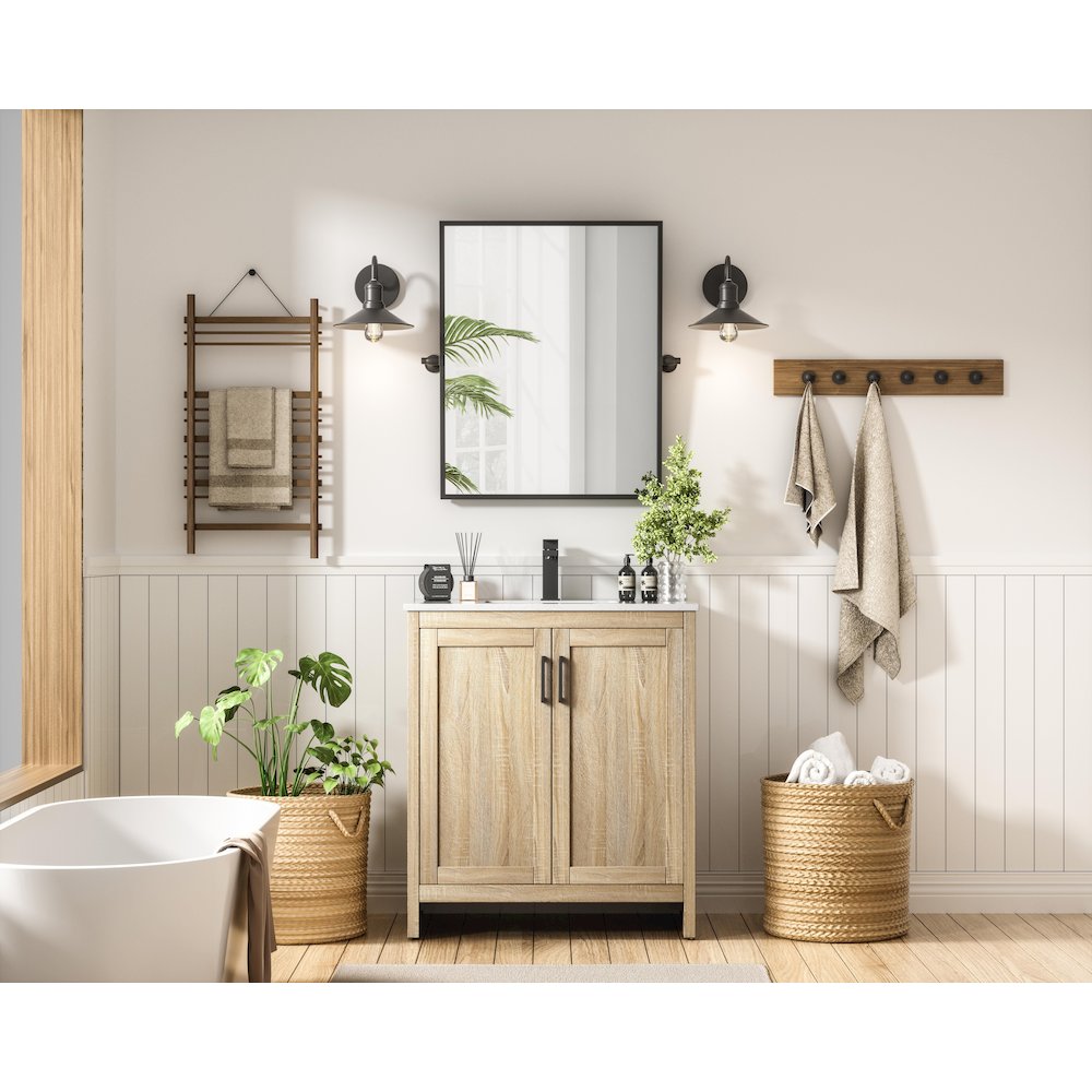 Finnley 30 Inch Single Bathroom Vanity In Mango Wood. Picture 4