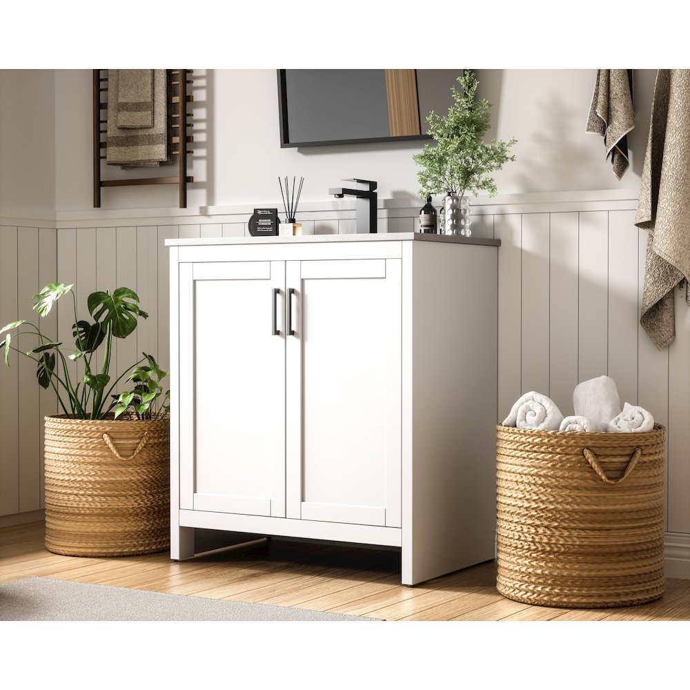 Finnley 30 Inch Single Bathroom Vanity In White. Picture 3