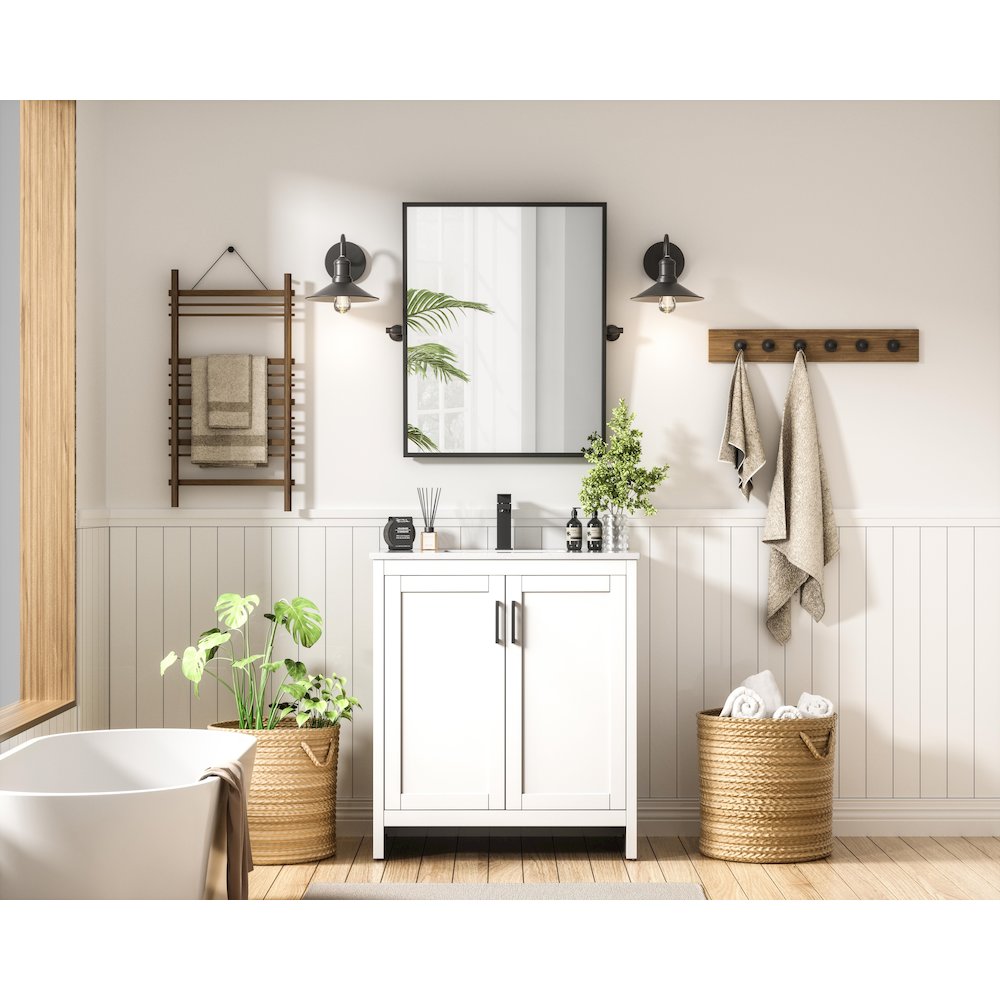 Finnley 30 Inch Single Bathroom Vanity In White. Picture 4