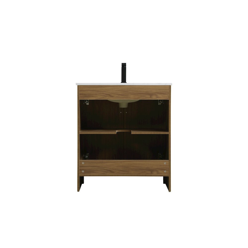 Finnley 30 Inch Single Bathroom Vanity In Walnut Brown. Picture 12