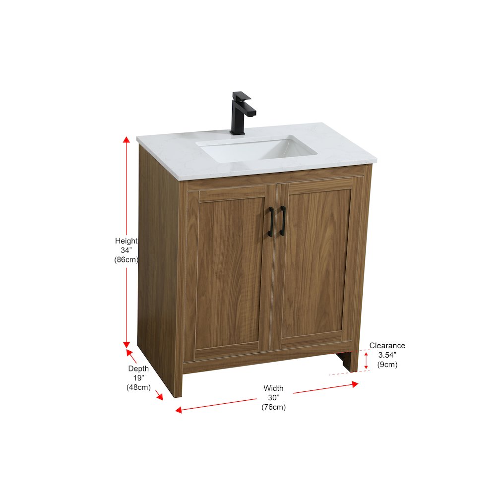 Finnley 30 Inch Single Bathroom Vanity In Walnut Brown. Picture 13