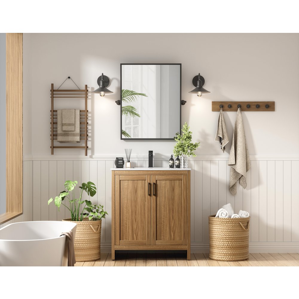 Finnley 30 Inch Single Bathroom Vanity In Walnut Brown. Picture 4