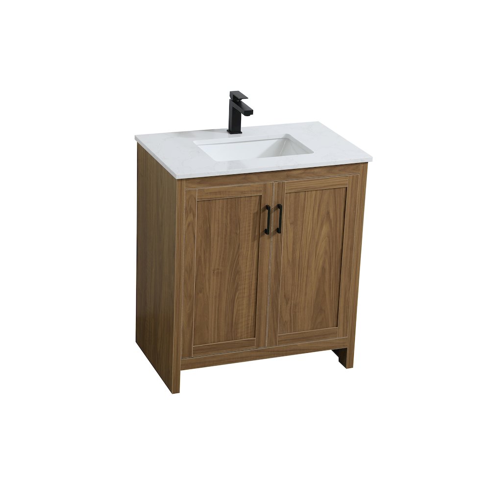 Finnley 30 Inch Single Bathroom Vanity In Walnut Brown. Picture 6