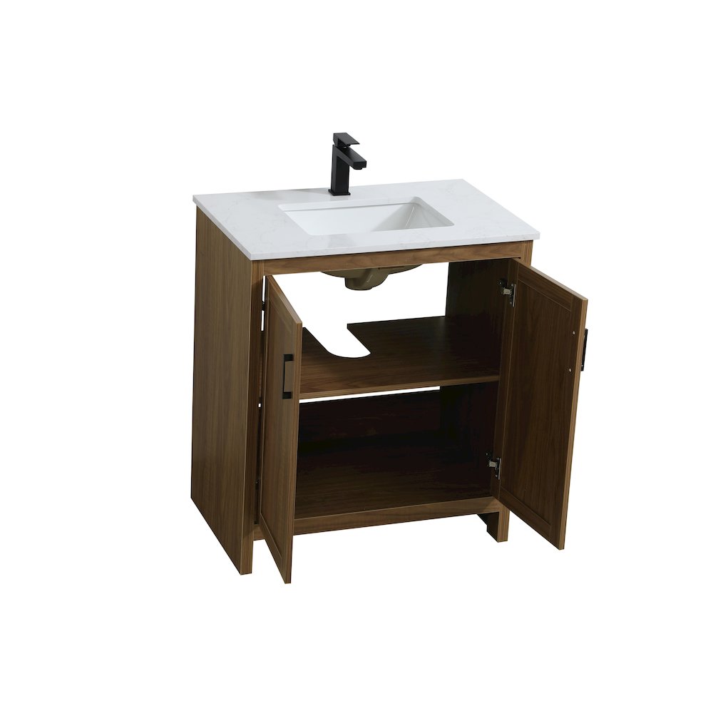 Finnley 30 Inch Single Bathroom Vanity In Walnut Brown. Picture 7