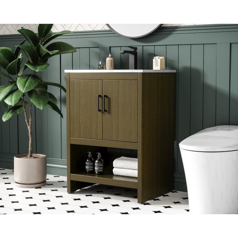 Ira 24 Inch Single Bathroom Vanity In Chestnut Brown. Picture 3