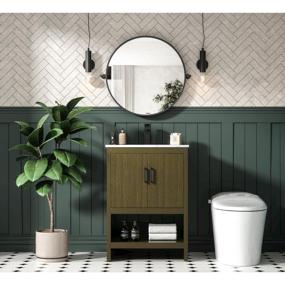 Ira 24 Inch Single Bathroom Vanity In Chestnut Brown. Picture 4