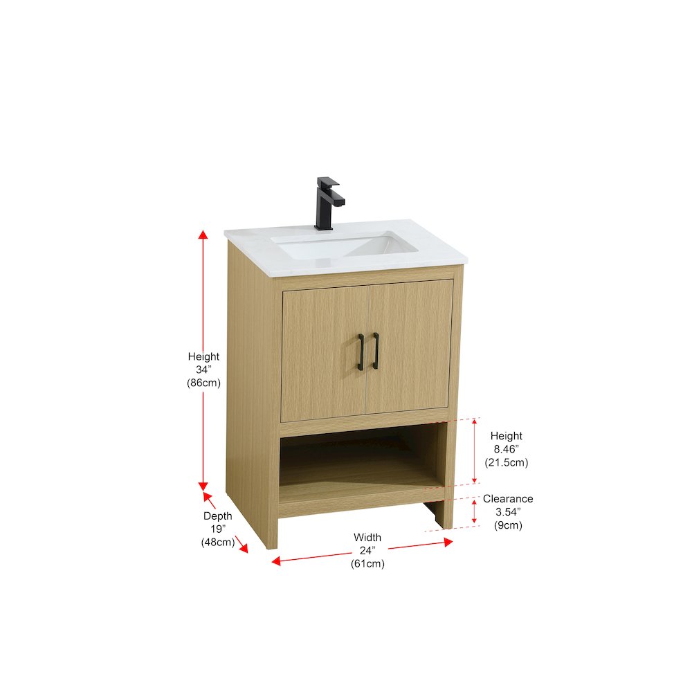Ira 24 Inch Single Bathroom Vanity In Honey Brown. Picture 13