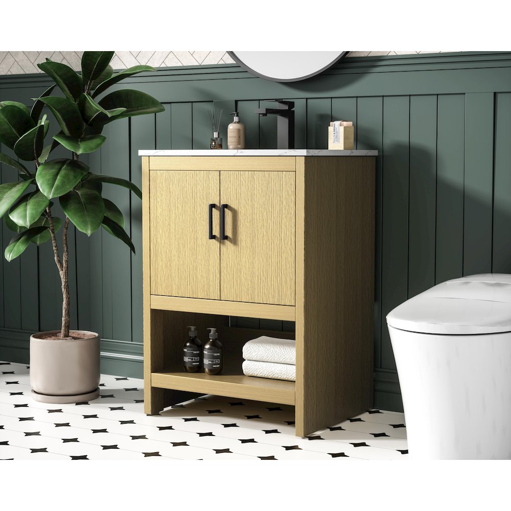 Ira 24 Inch Single Bathroom Vanity In Honey Brown. Picture 3
