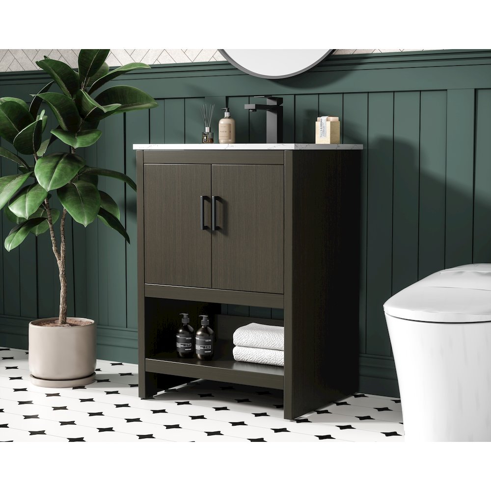 Ira 24 Inch Single Bathroom Vanity In Mocha Brown. Picture 3