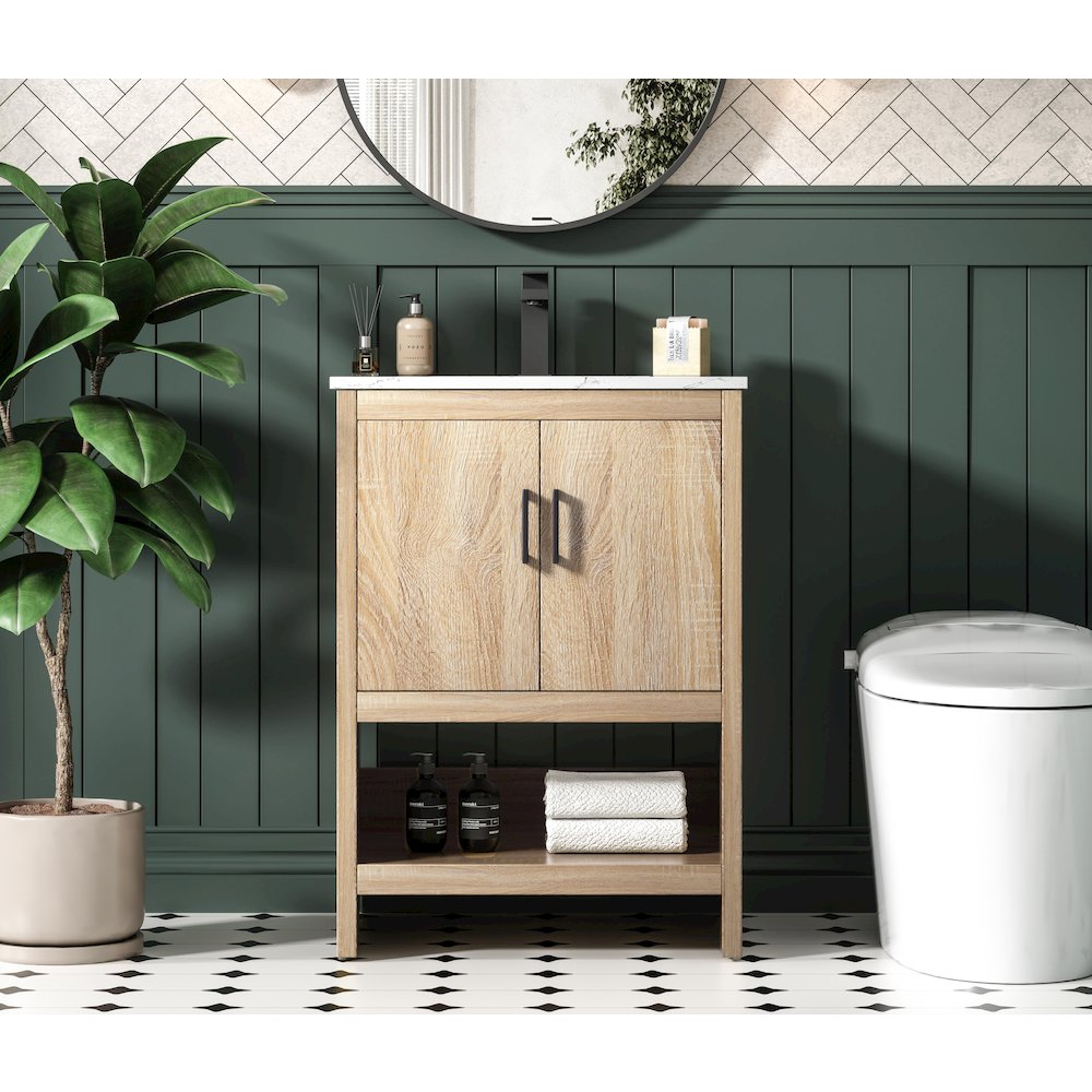 Ira 24 Inch Single Bathroom Vanity In Mango Wood. Picture 2