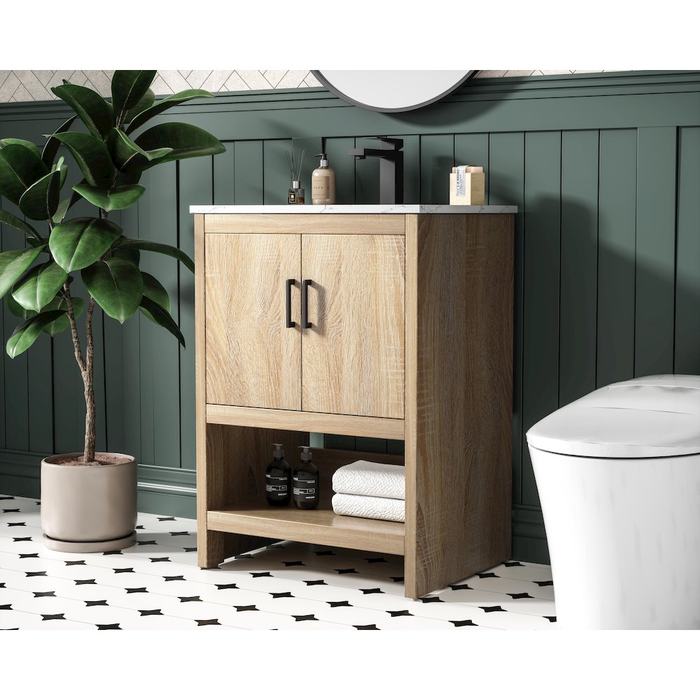 Ira 24 Inch Single Bathroom Vanity In Mango Wood. Picture 3