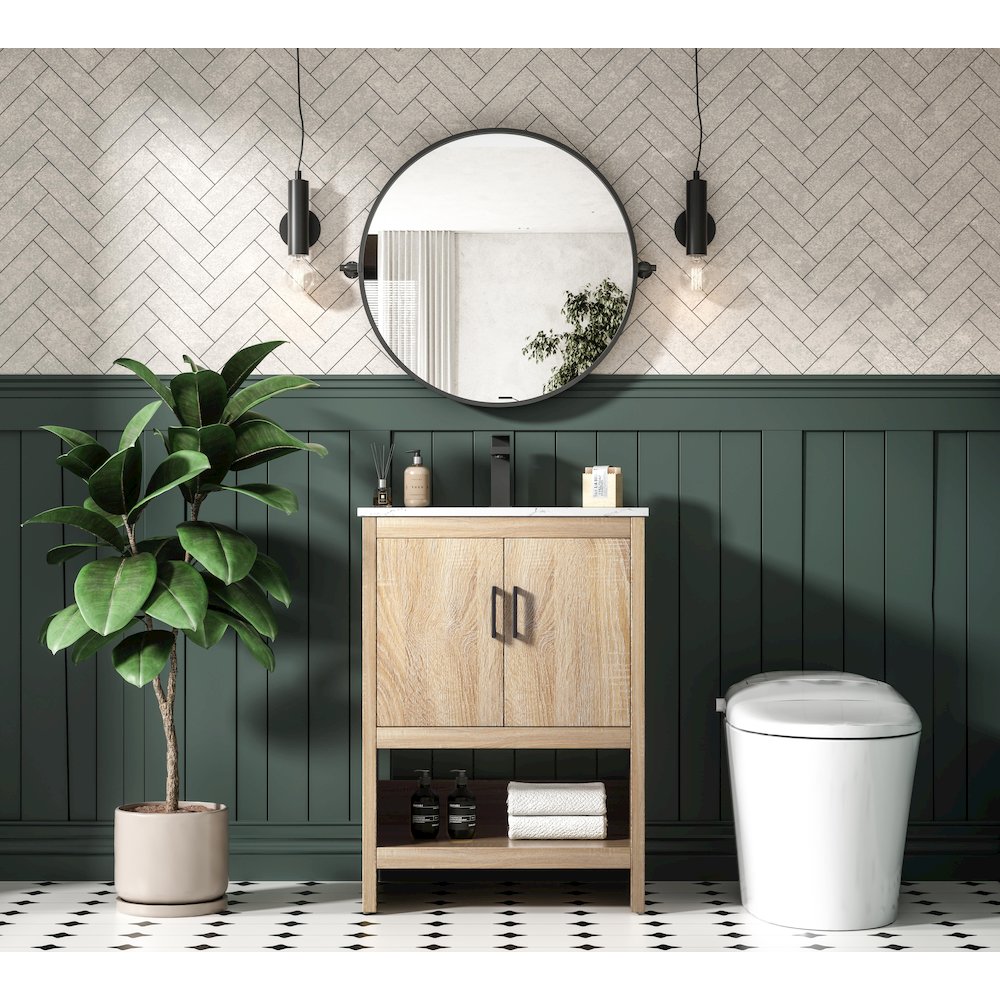Ira 24 Inch Single Bathroom Vanity In Mango Wood. Picture 4