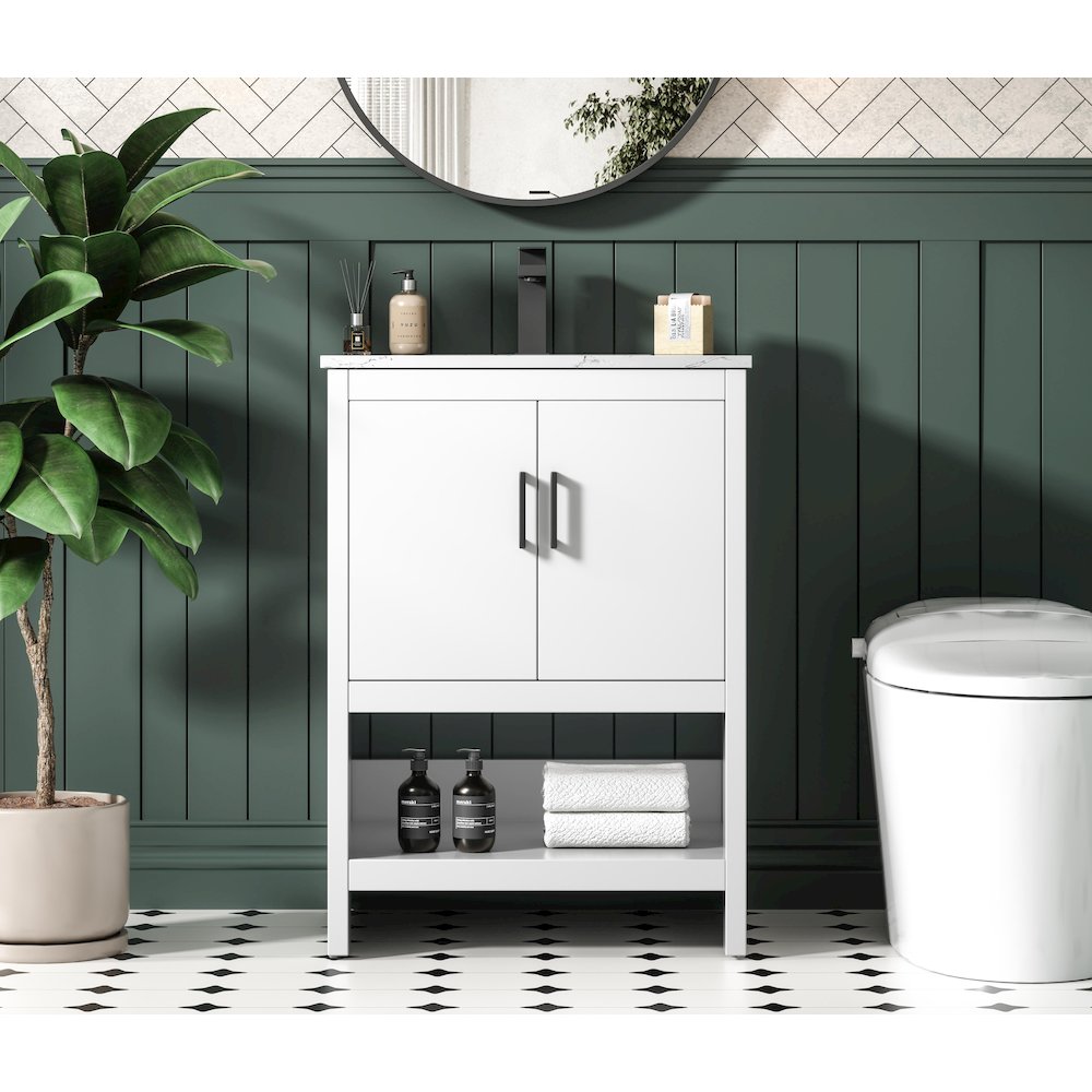 Ira 24 Inch Single Bathroom Vanity In White. Picture 2