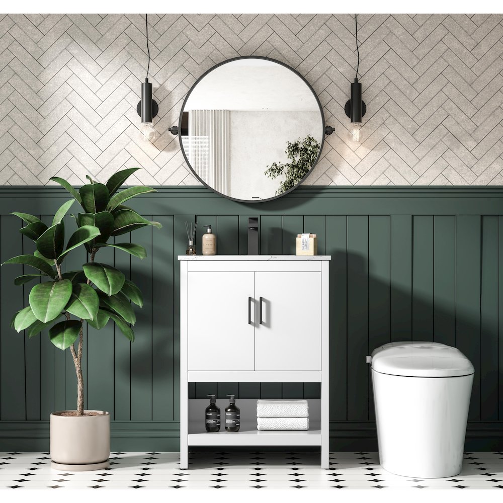 Ira 24 Inch Single Bathroom Vanity In White. Picture 4