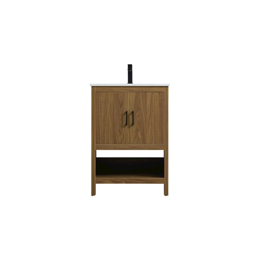 Ira 24 Inch Single Bathroom Vanity In Walnut Brown. Picture 1