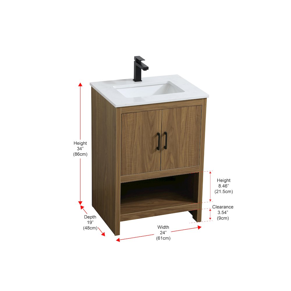 Ira 24 Inch Single Bathroom Vanity In Walnut Brown. Picture 13