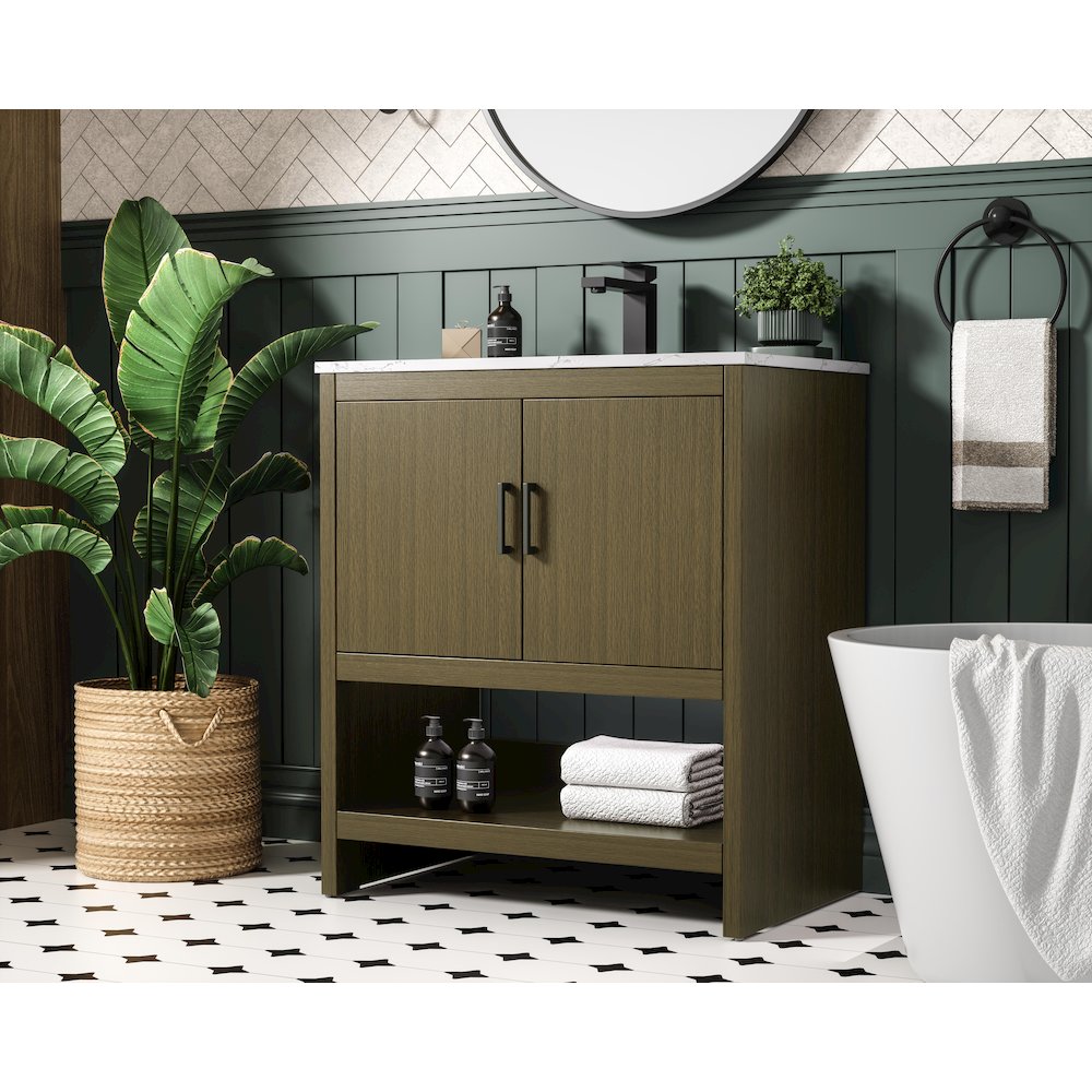Ira 30 Inch Single Bathroom Vanity In Chestnut Brown. Picture 3