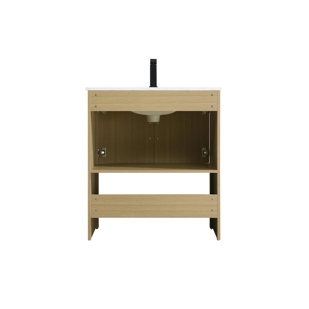 Ira 30 Inch Single Bathroom Vanity In Honey Brown. Picture 12