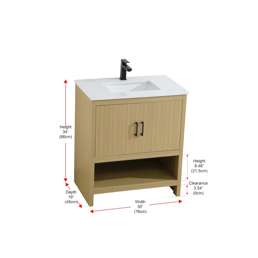 Ira 30 Inch Single Bathroom Vanity In Honey Brown. Picture 13