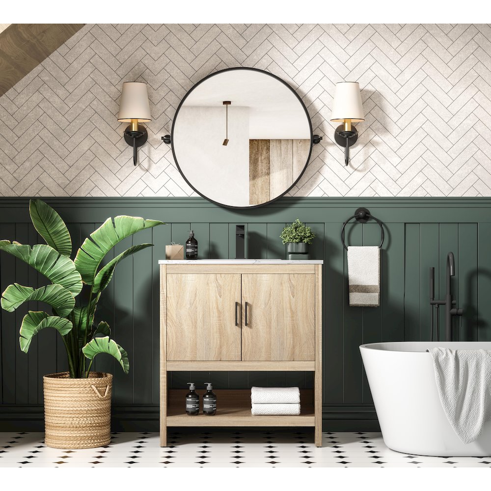 Ira 30 Inch Single Bathroom Vanity In Mango Wood. Picture 4
