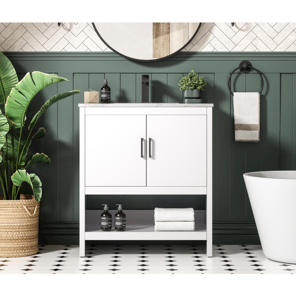 Ira 30 Inch Single Bathroom Vanity In White. Picture 2