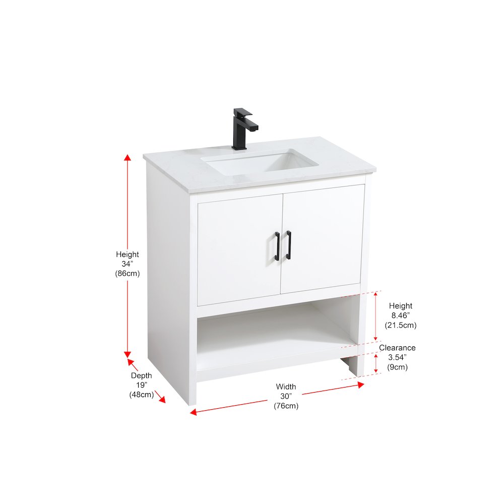 Ira 30 Inch Single Bathroom Vanity In White. Picture 13