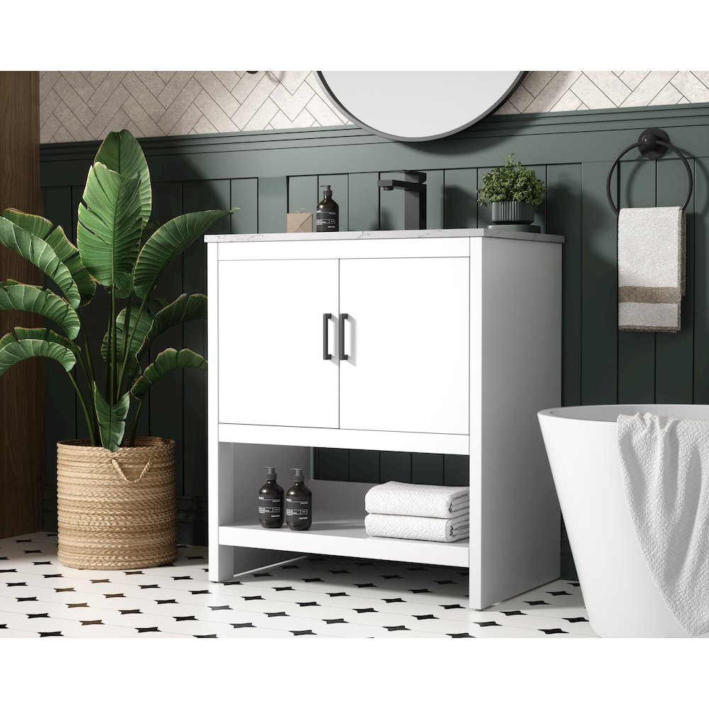 Ira 30 Inch Single Bathroom Vanity In White. Picture 3