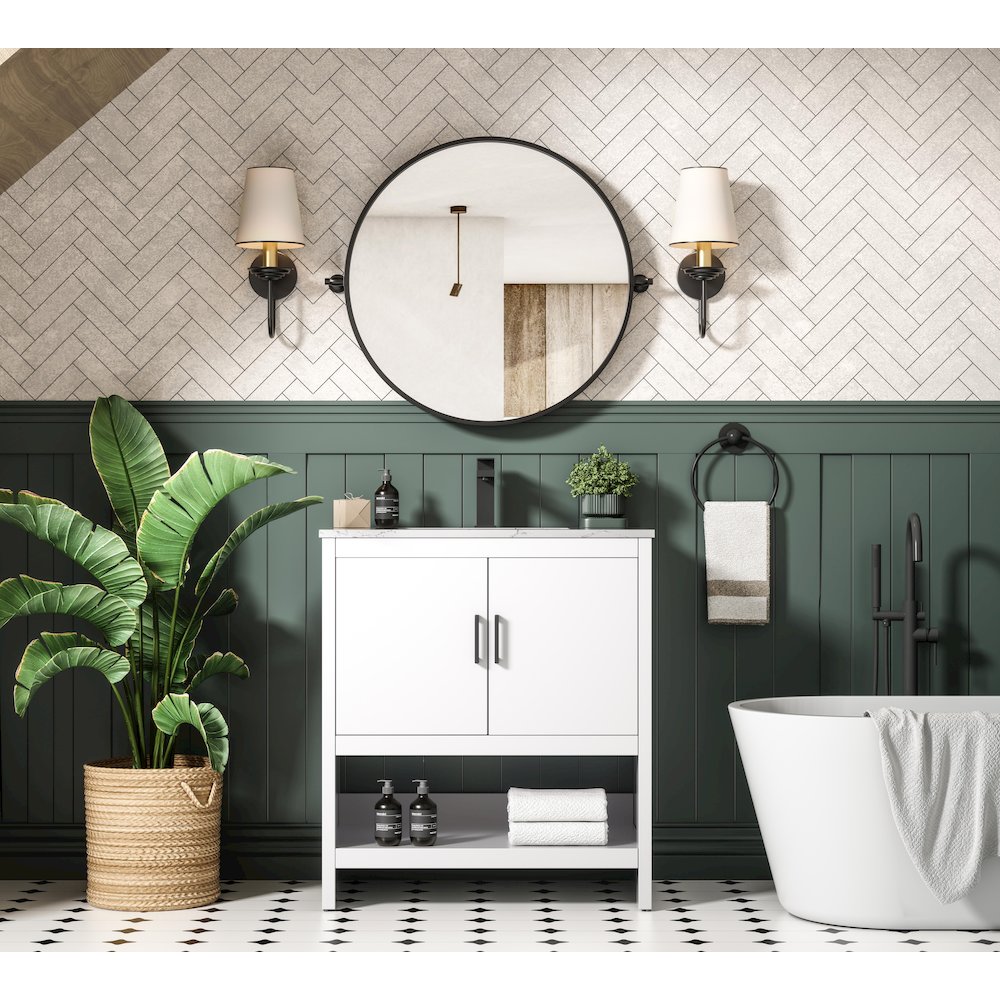 Ira 30 Inch Single Bathroom Vanity In White. Picture 4