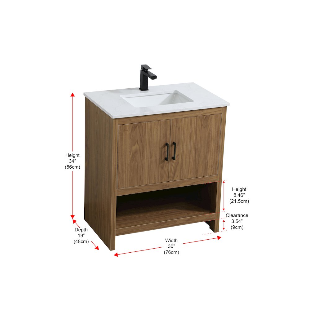 Ira 30 Inch Single Bathroom Vanity In Walnut Brown. Picture 13