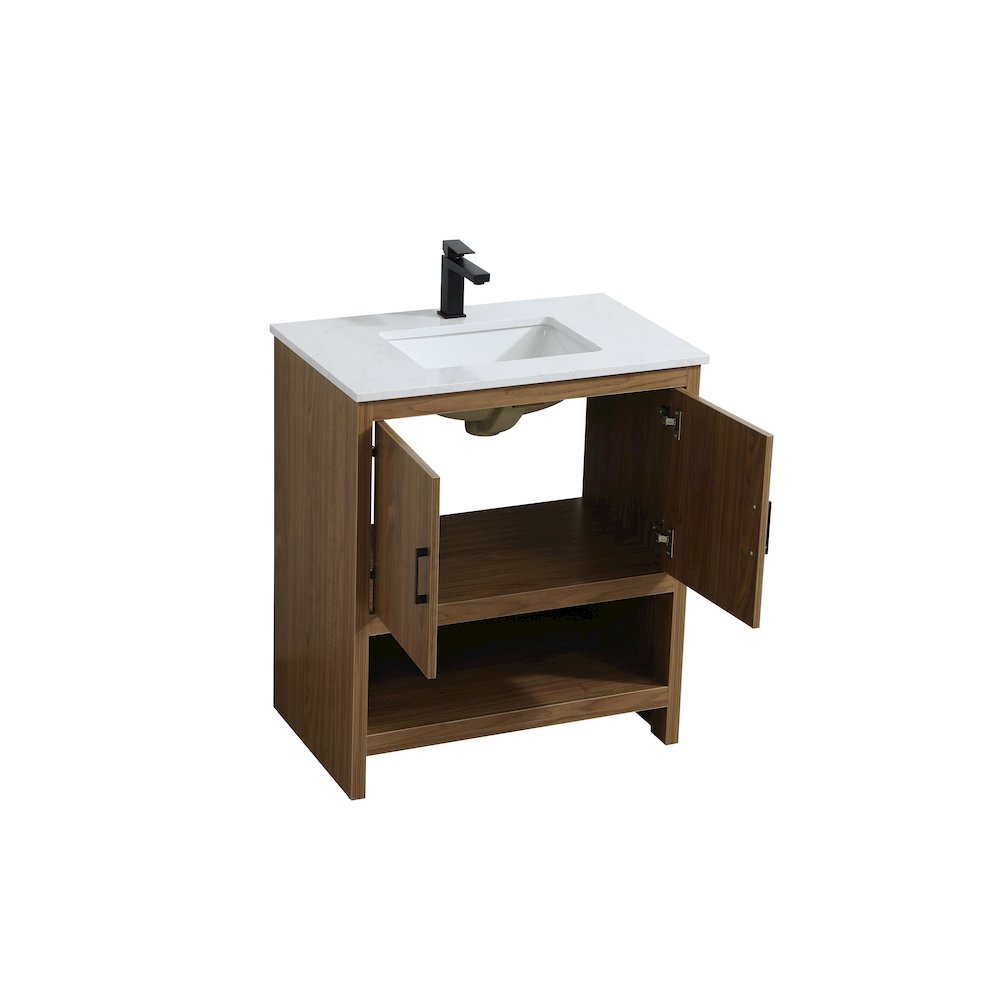 Ira 30 Inch Single Bathroom Vanity In Walnut Brown. Picture 7