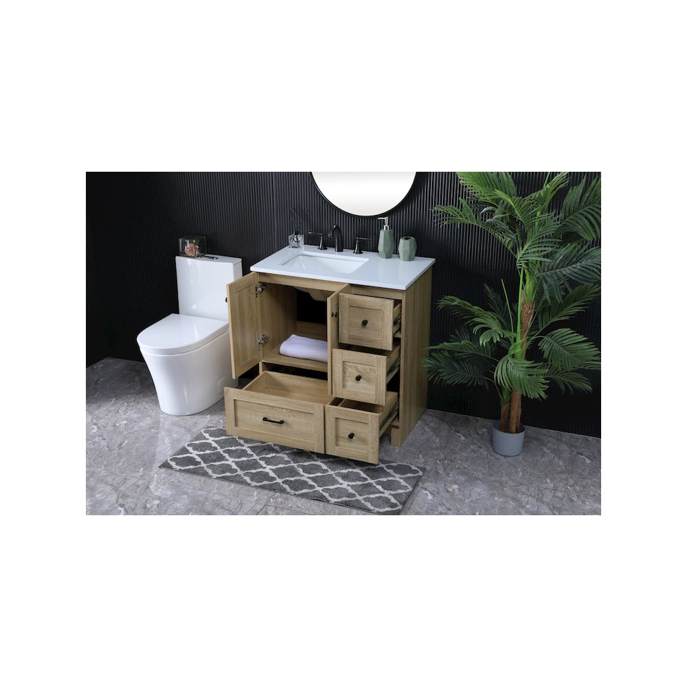 32 Inch Single Bathroom Vanity In Mango Wood. Picture 4