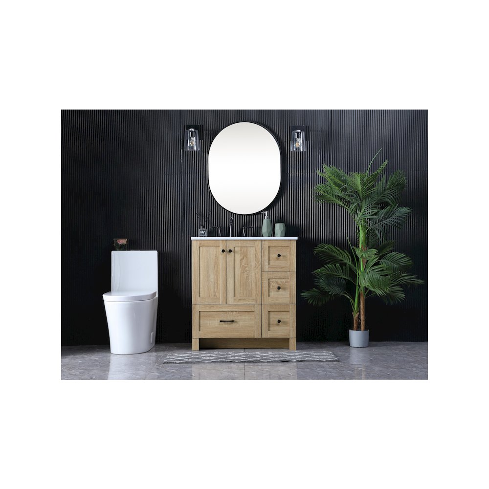 32 Inch Single Bathroom Vanity In Mango Wood. Picture 5