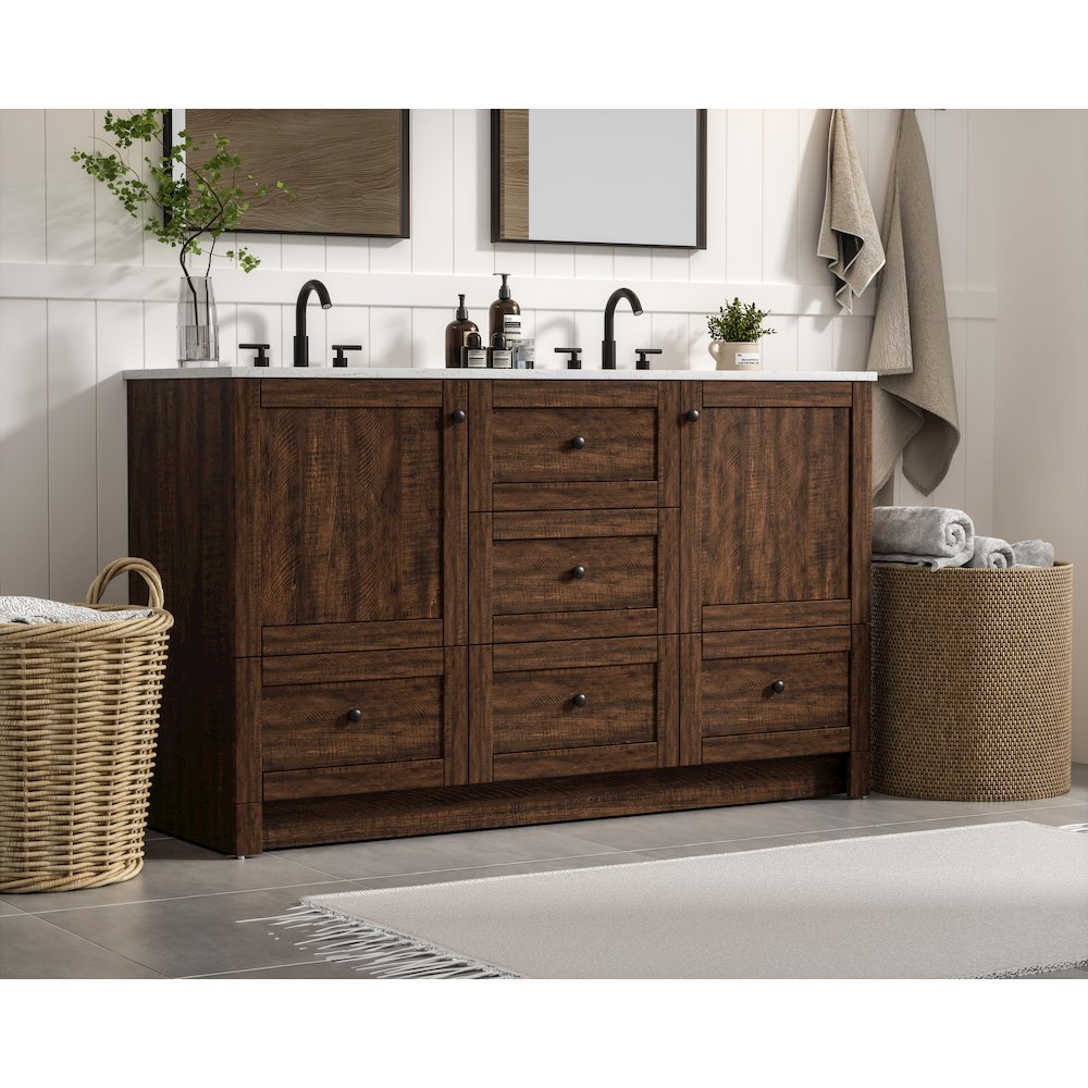 54 inch Double Bathroom Vanity In Expresso. Picture 3