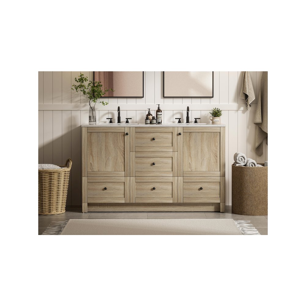 54 inch Double Bathroom Vanity In Mango Wood. Picture 2