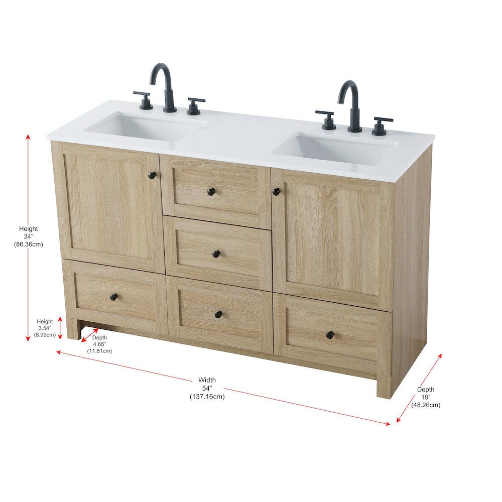 54 inch Double Bathroom Vanity In Mango Wood. Picture 12