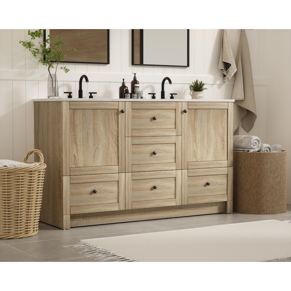 54 inch Double Bathroom Vanity In Mango Wood. Picture 3