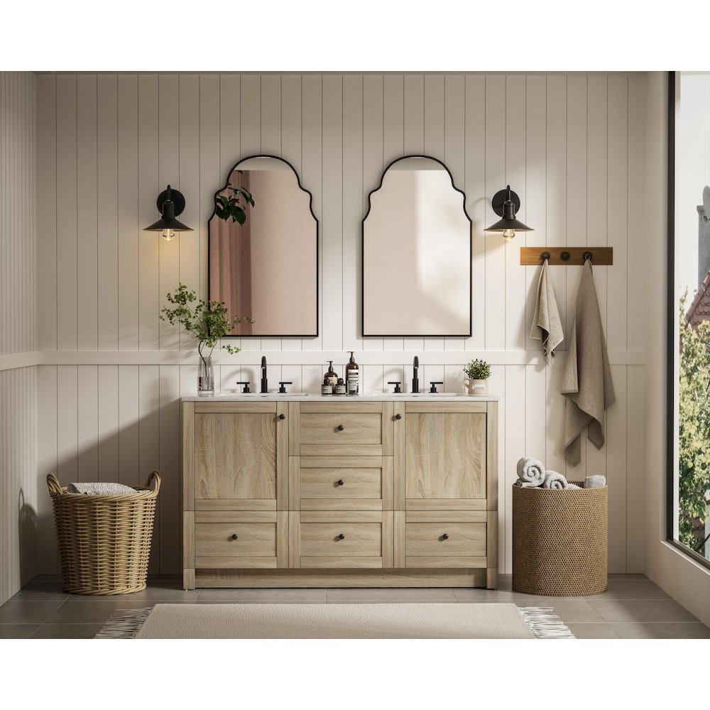 54 inch Double Bathroom Vanity In Mango Wood. Picture 4
