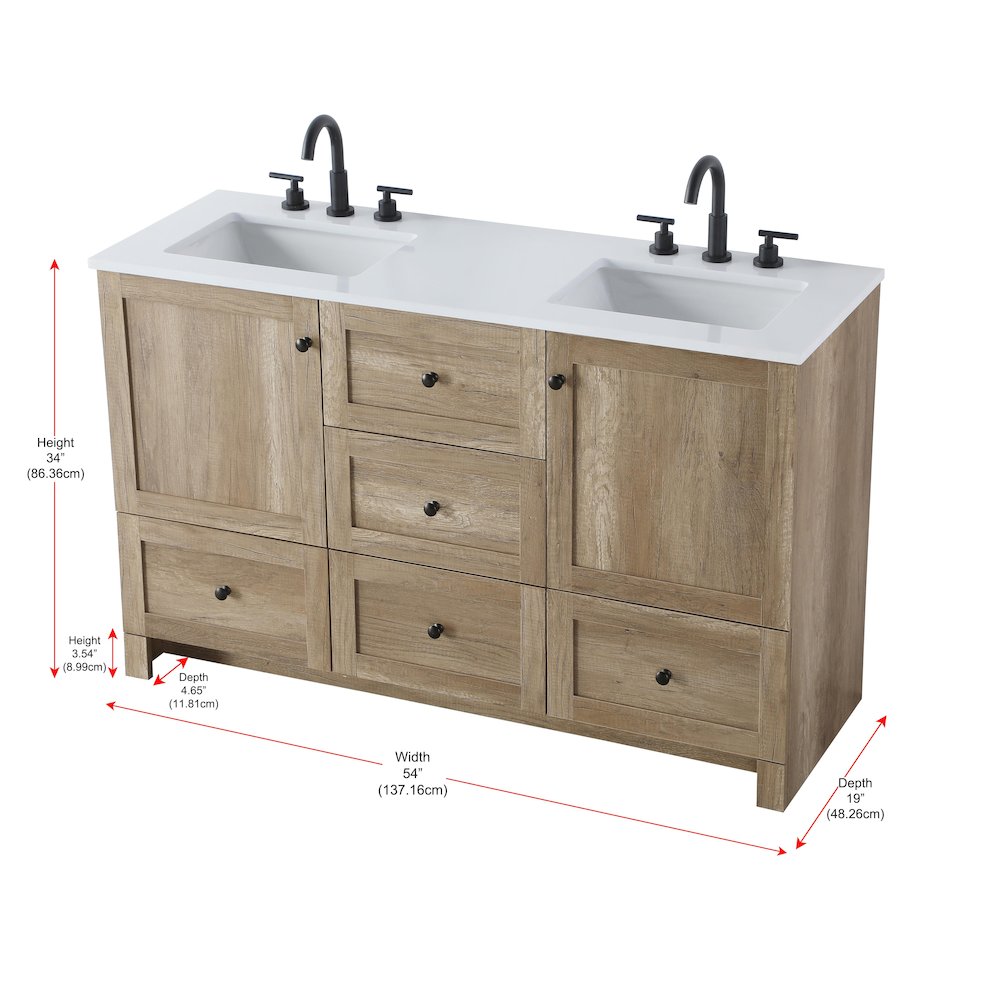 54 inch Double Bathroom Vanity In Natural Oak. Picture 12
