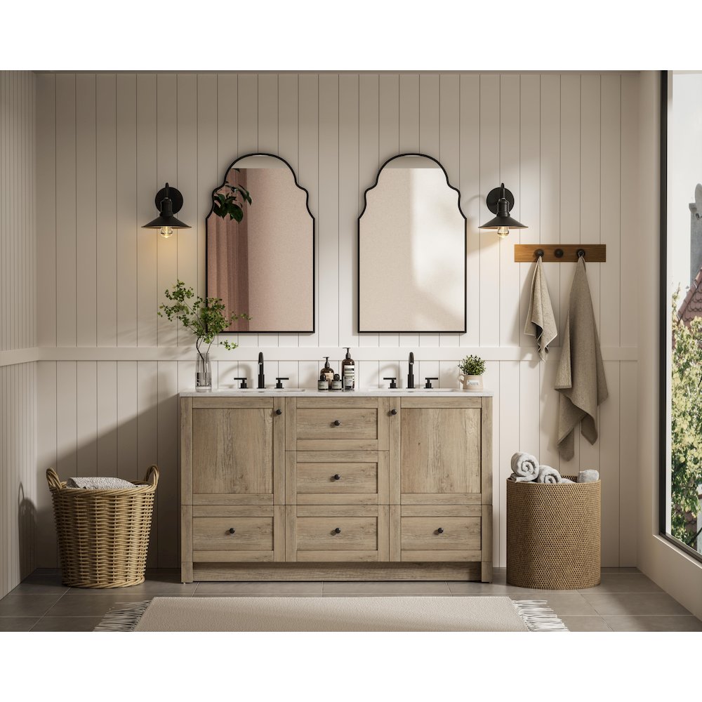 54 inch Double Bathroom Vanity In Natural Oak. Picture 4