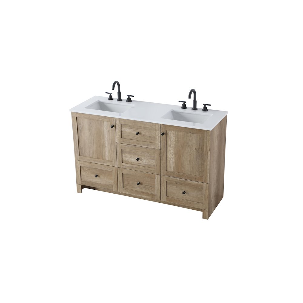 54 inch Double Bathroom Vanity In Natural Oak. Picture 6