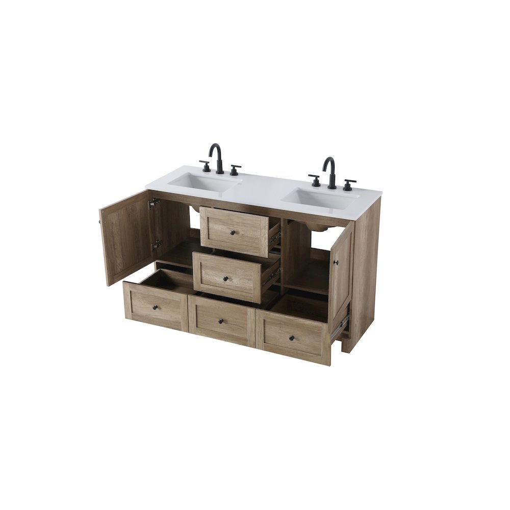 54 inch Double Bathroom Vanity In Natural Oak. Picture 7