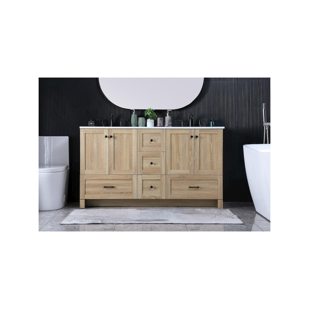 60 Inch Double Bathroom Vanity In Mango Wood. Picture 2