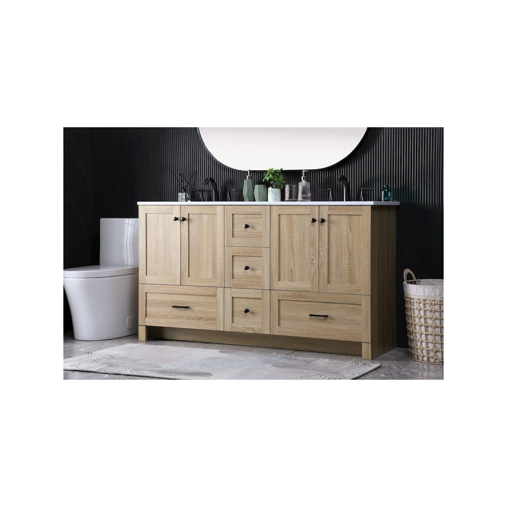 60 Inch Double Bathroom Vanity In Mango Wood. Picture 3