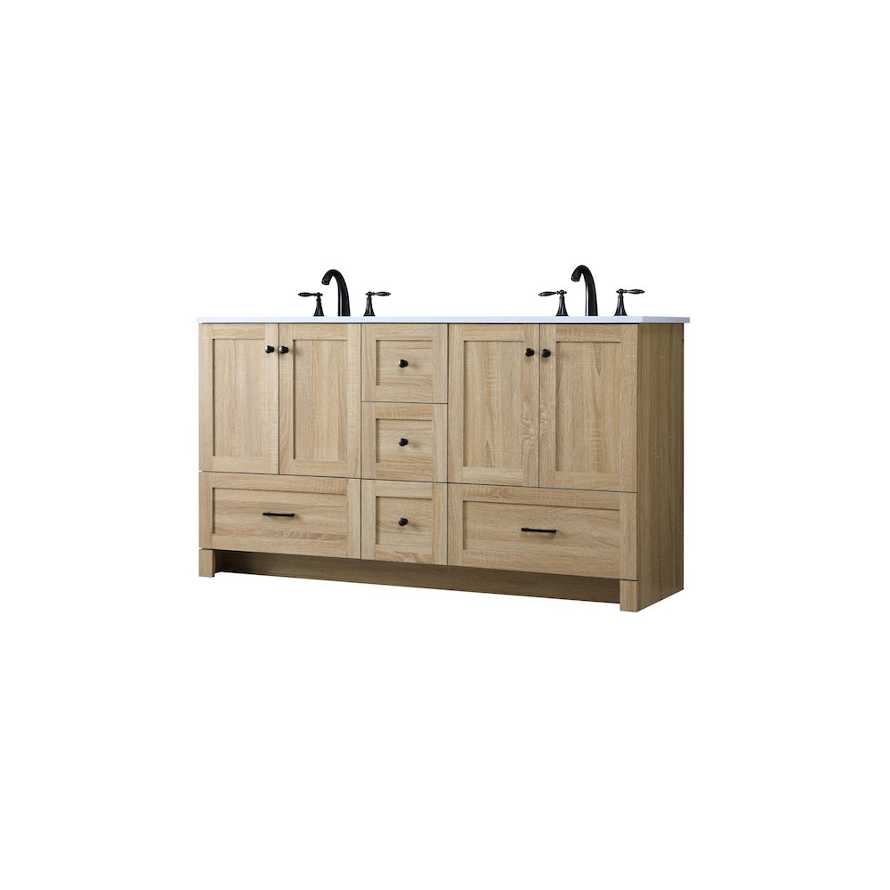 60 Inch Double Bathroom Vanity In Mango Wood. Picture 8