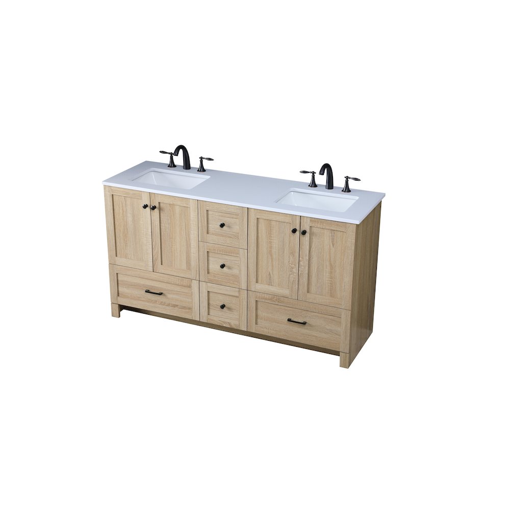 60 Inch Double Bathroom Vanity In Mango Wood. Picture 9